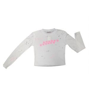 NEW FIREHOUSE girl's splatter star top in white